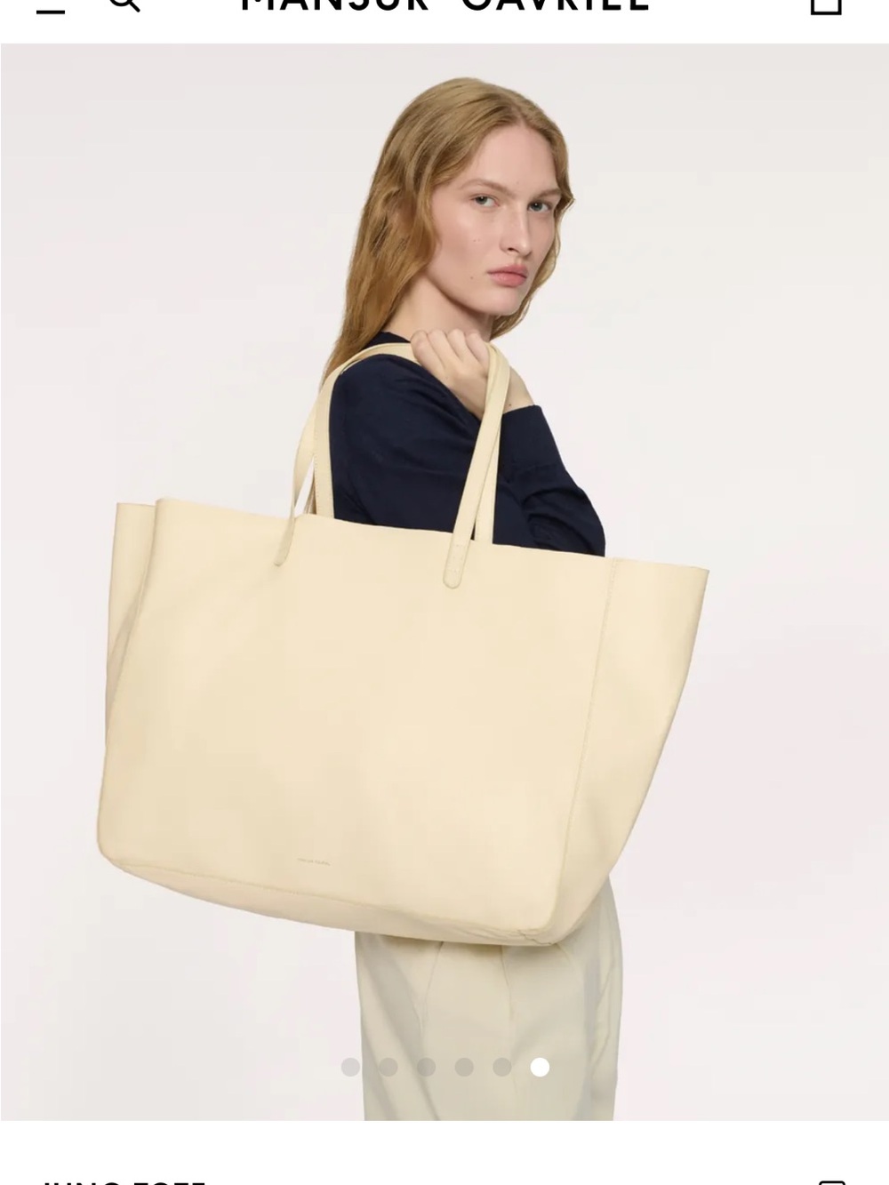Mansur Gavriel Pale Cream Leather Large Tote